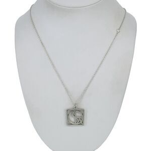 Vintage Sterling Silver 925 Geometric OSR Initial Pendant Necklace 15"-20"